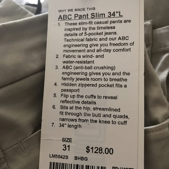 Lululemon ABC Slim Pant 34” L - Picture 6 of 7